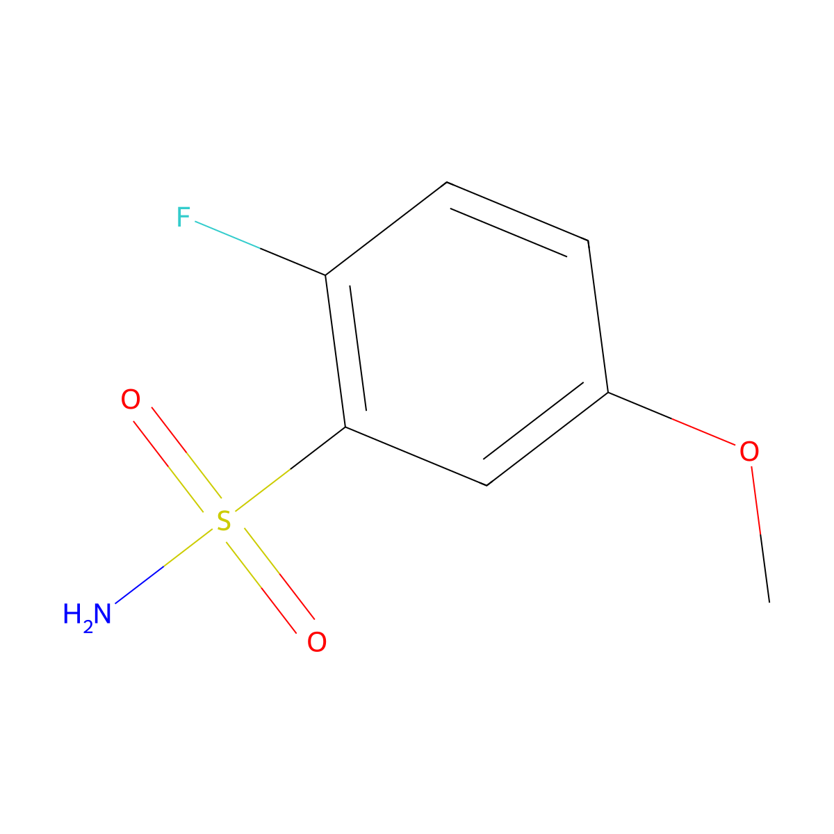 2-Fluoro-5-methoxybenzene-1-sulfonamide molecular structure, CAS 1521331-36-1