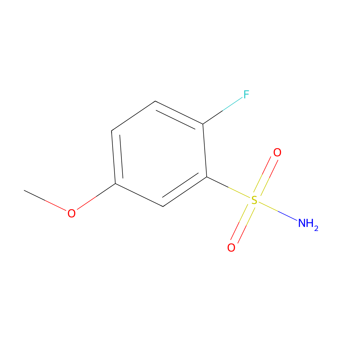 2-Fluoro-5-methoxybenzene-1-sulfonamide molecular structure, CAS 1521331-36-1