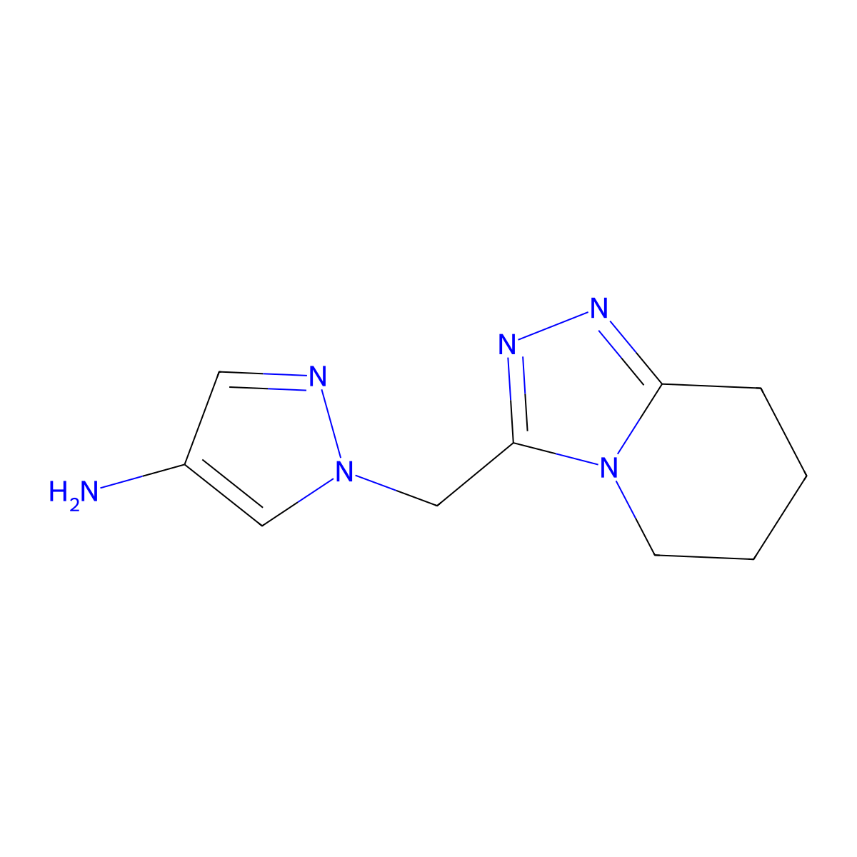 1-((5H,6H,7H,8H-(1,2,4)triazolo(4,3-a)pyridin-3-yl)methyl)-1H-pyrazol-4-amine molecular structure, CAS 1521340-43-1