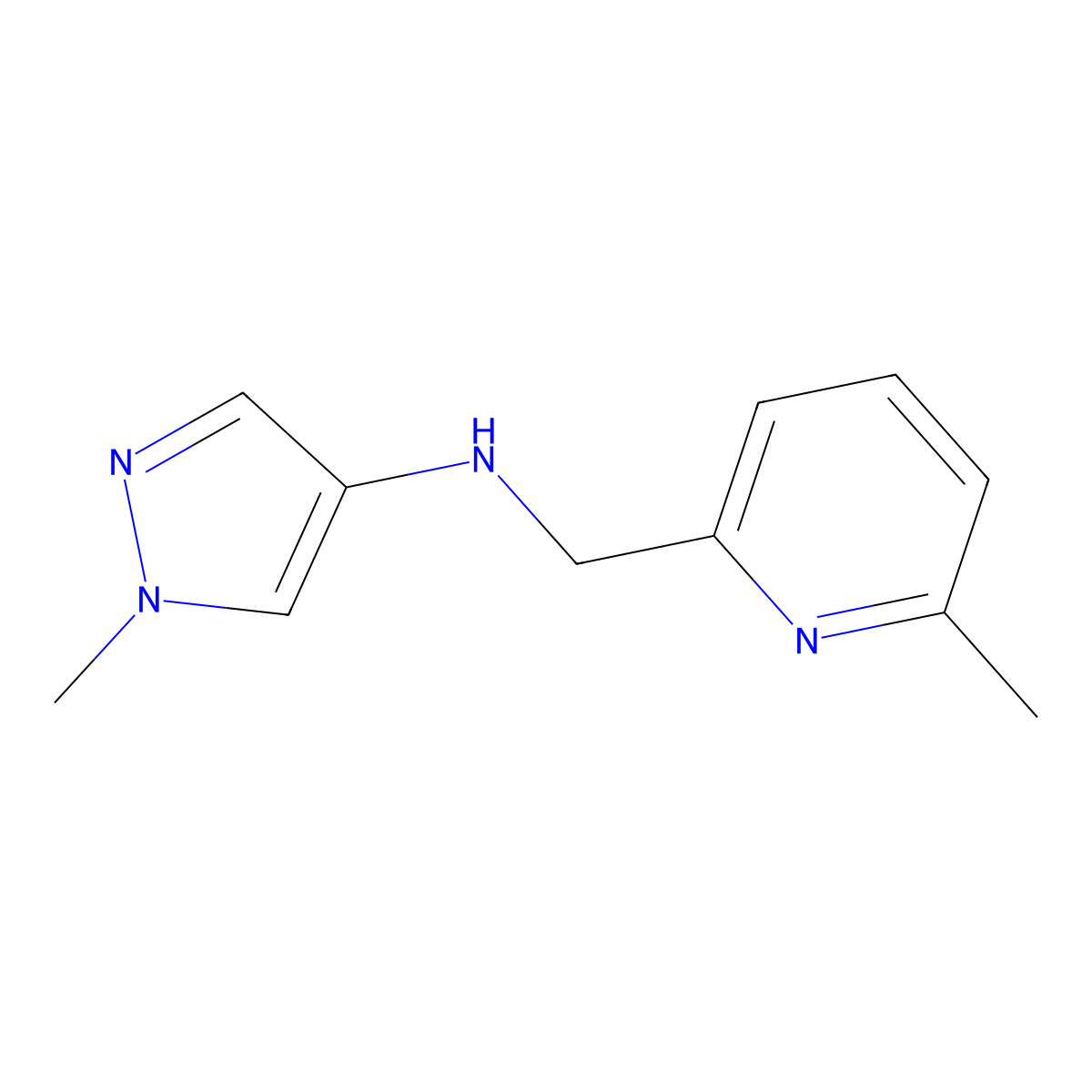 1-methyl-N-[(6-methylpyridin-2-yl)methyl]-1H-pyrazol-4-amine molecular structure, CAS 1521344-18-2