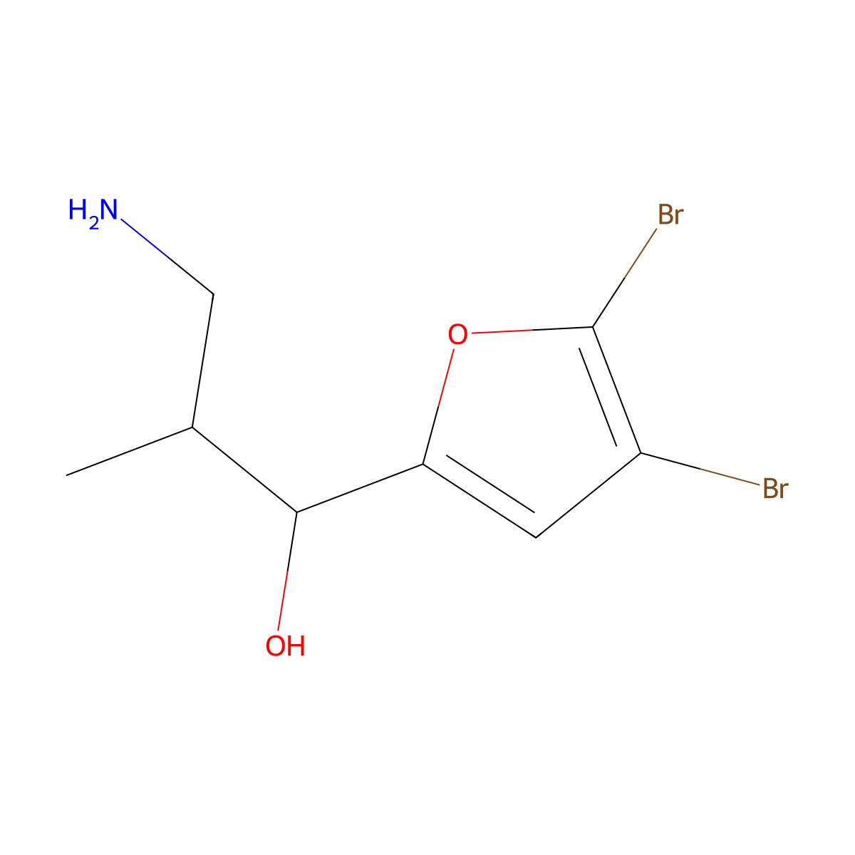 3-Amino-1-(4,5-dibromofuran-2-yl)-2-methylpropan-1-ol molecular structure, CAS 1521346-03-1