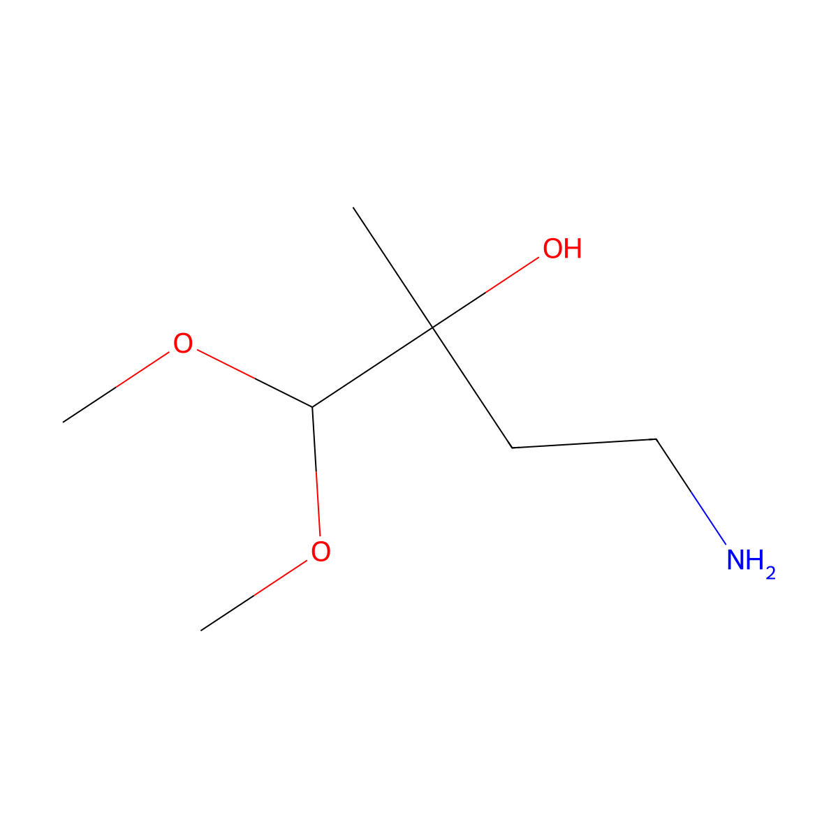 4-Amino-1,1-dimethoxy-2-methylbutan-2-ol molecular structure, CAS 1521353-55-8