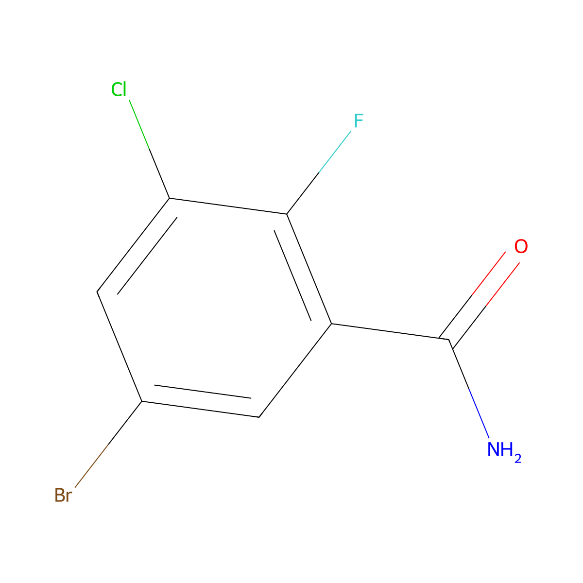 5-Bromo-3-chloro-2-fluorobenzamide molecular structure, CAS 1521360-71-3