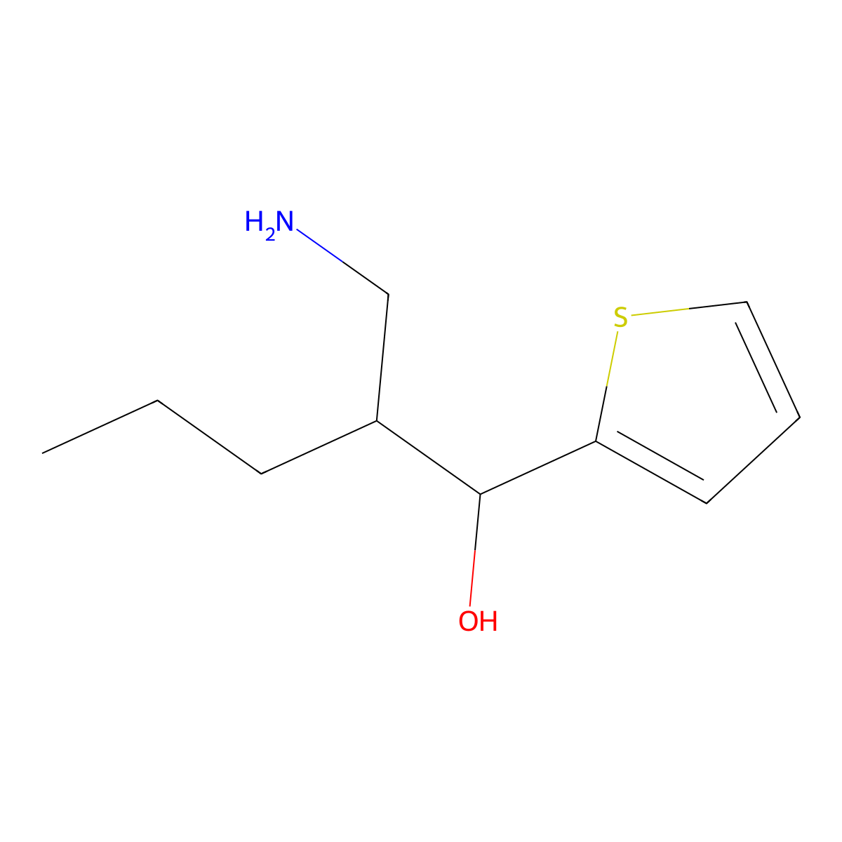 2-(Aminomethyl)-1-(thiophen-2-yl)pentan-1-ol molecular structure, CAS 1521361-47-6