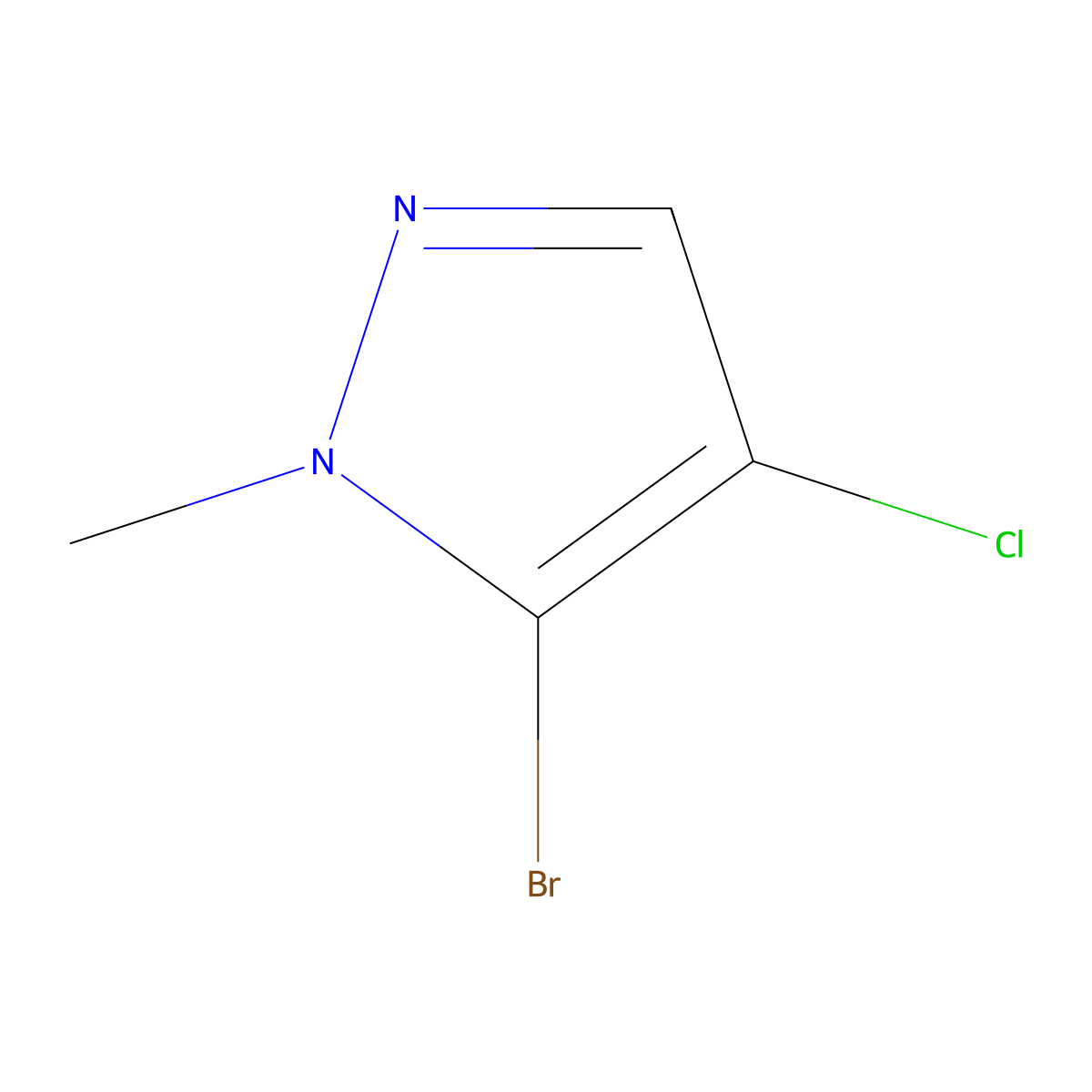 5-bromo-4-chloro-1-methyl-1H-pyrazole molecular structure, CAS 1521372-90-6