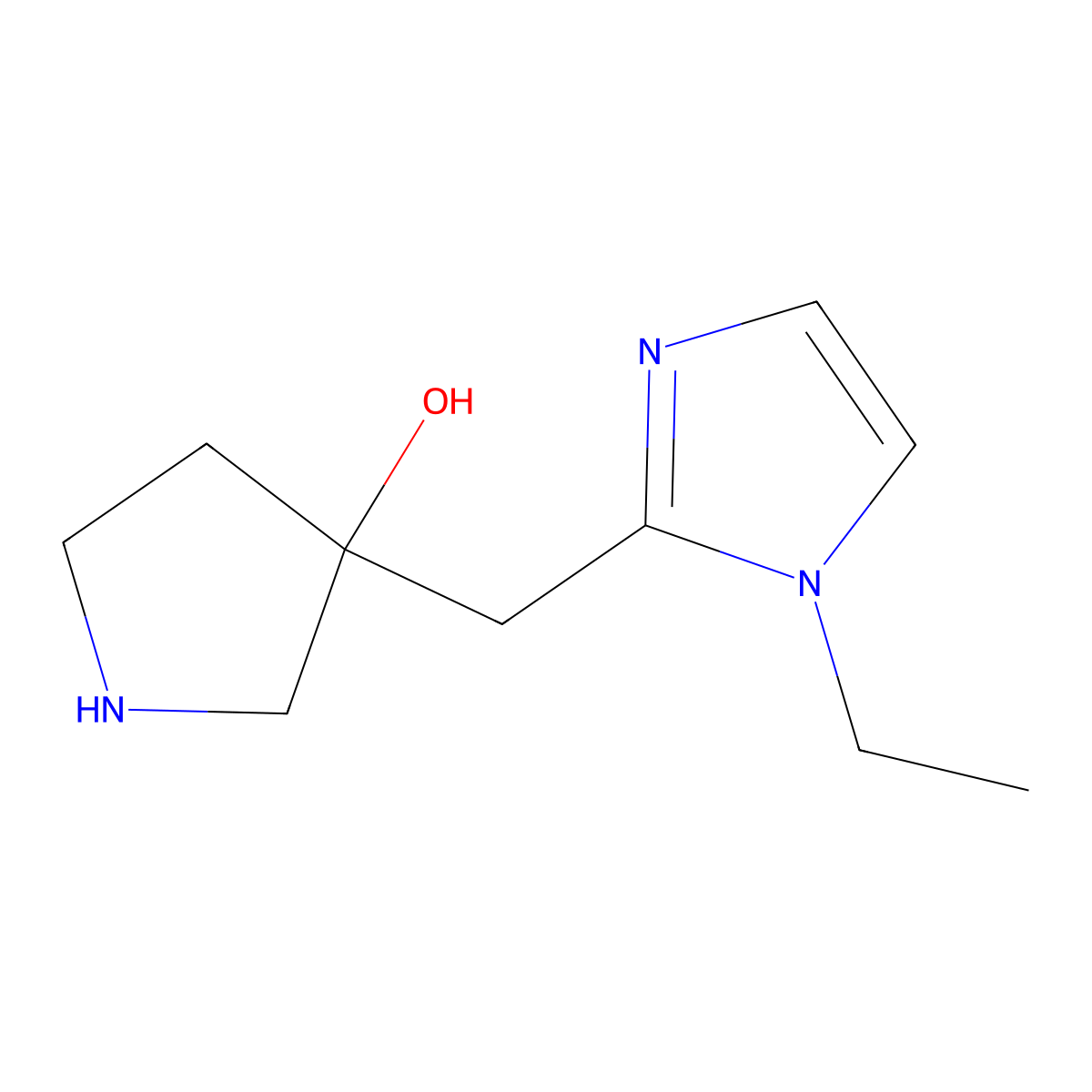 3-((1-Ethyl-1h-imidazol-2-yl)methyl)pyrrolidin-3-ol molecular structure, CAS 1521373-14-7