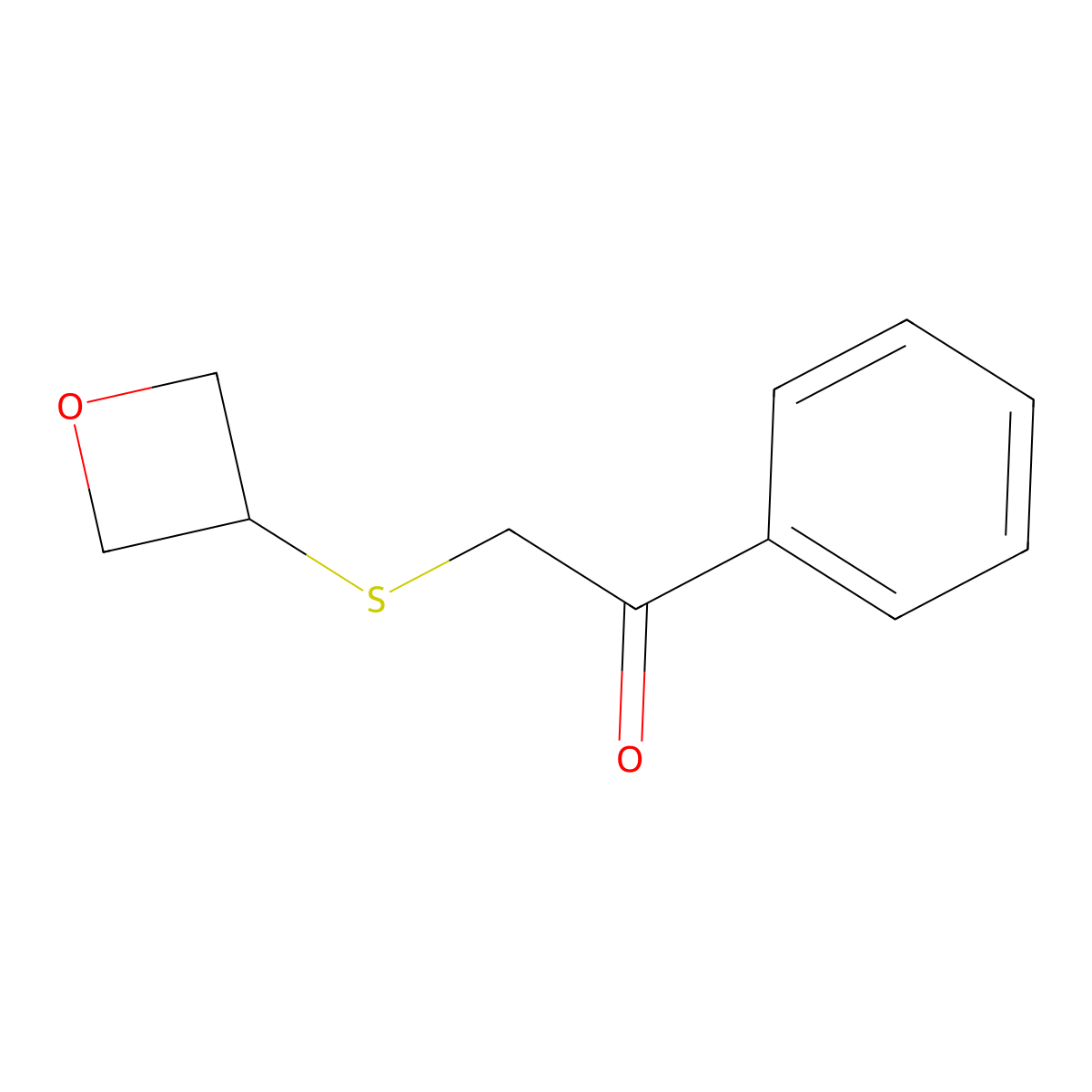 2-(Oxetan-3-ylthio)-1-phenylethan-1-one molecular structure, CAS 1521383-80-1