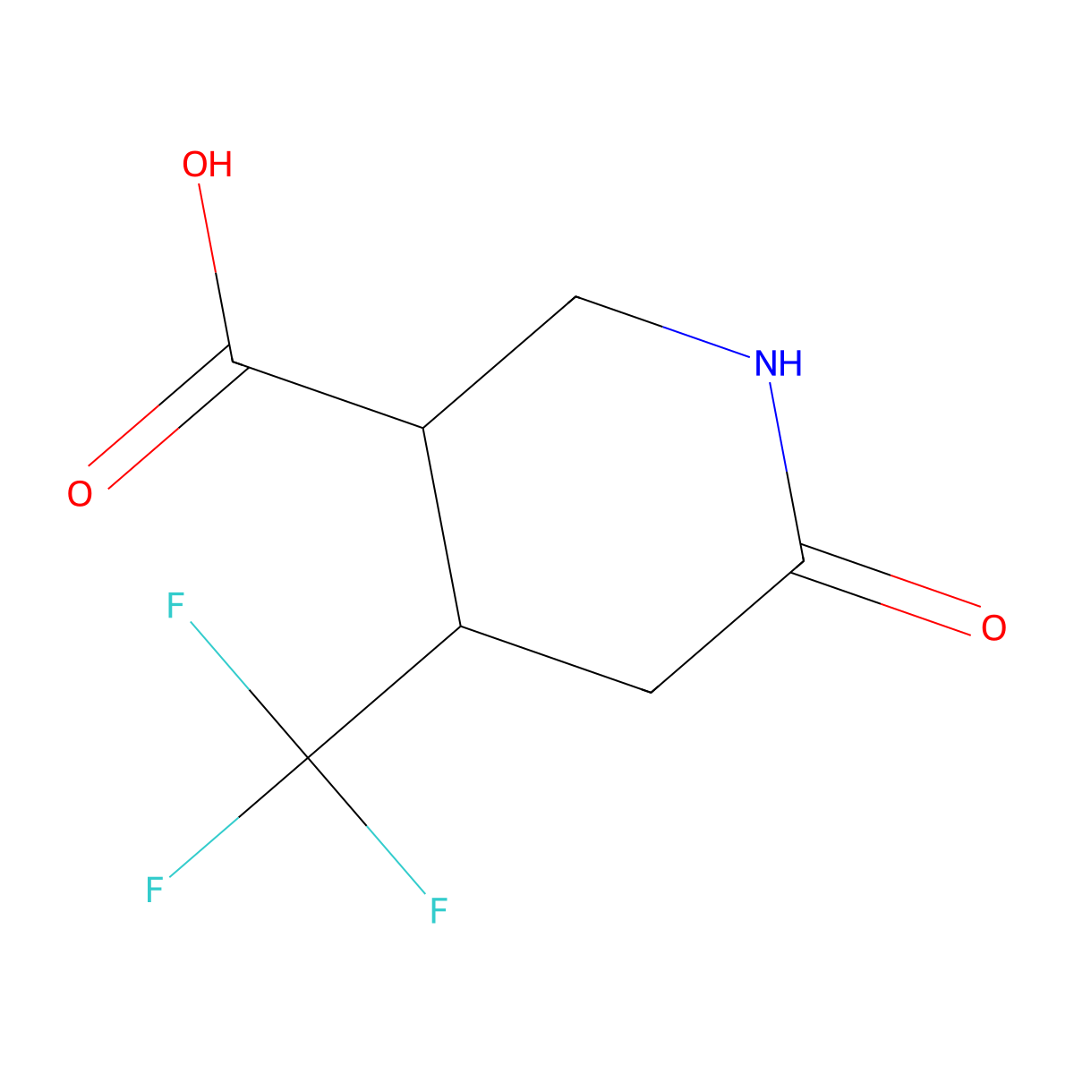 6-Oxo-4-(trifluoromethyl)piperidine-3-carboxylic acid molecular structure, CAS 1521399-36-9
