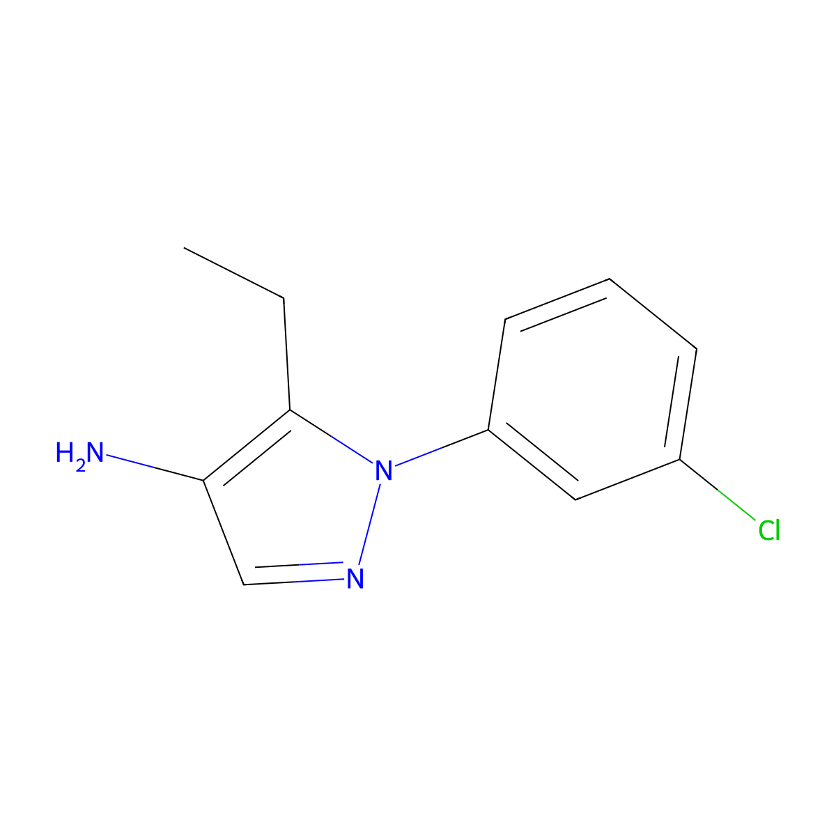 1-(3-Chlorophenyl)-5-ethyl-1H-pyrazol-4-amine molecular structure, CAS 1521422-25-2