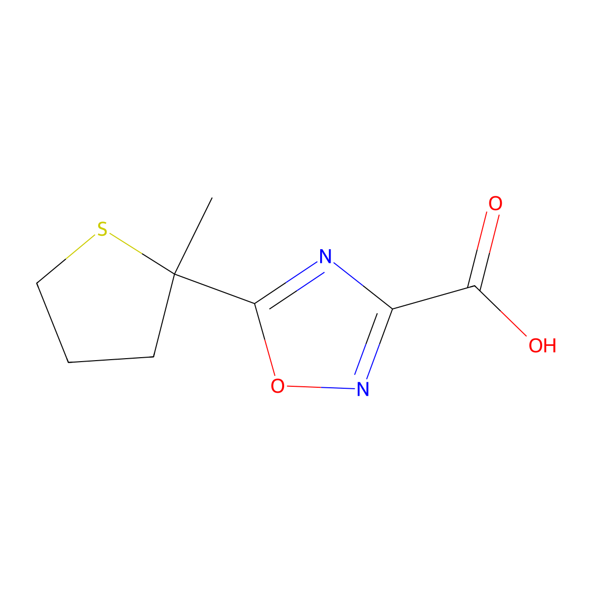 5-(2-Methylthiolan-2-yl)-1,2,4-oxadiazole-3-carboxylic acid molecular structure, CAS 1521425-94-4