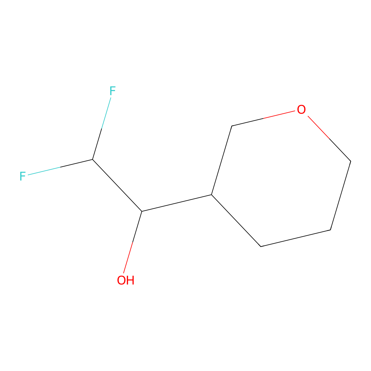 2,2-Difluoro-1-(oxan-3-yl)ethan-1-ol molecular structure, CAS 1521434-38-7