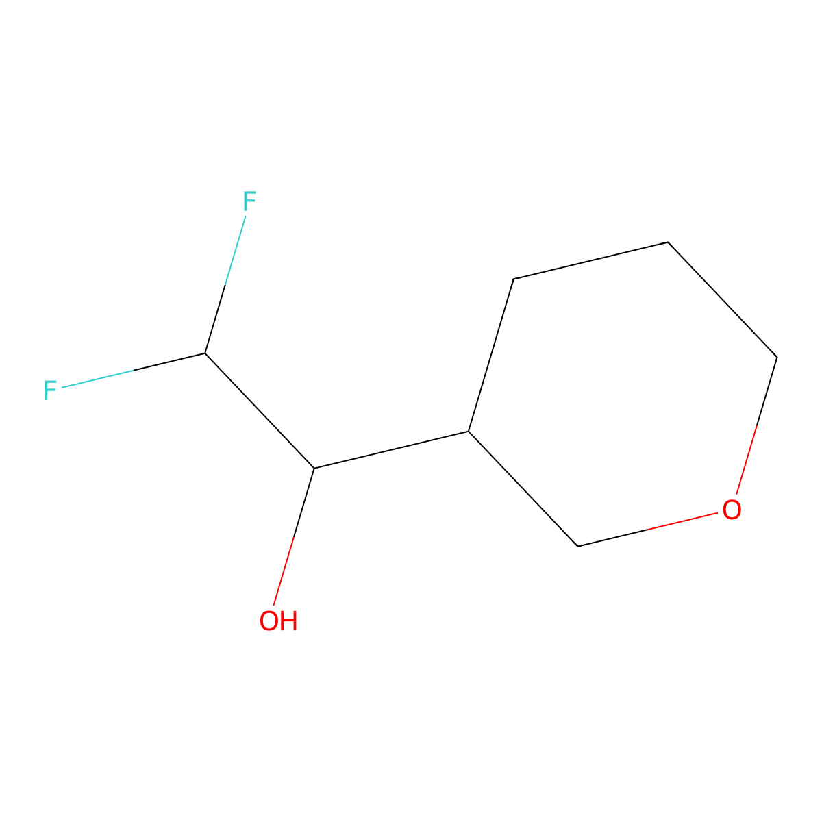 2,2-Difluoro-1-(oxan-3-yl)ethan-1-ol molecular structure, CAS 1521434-38-7