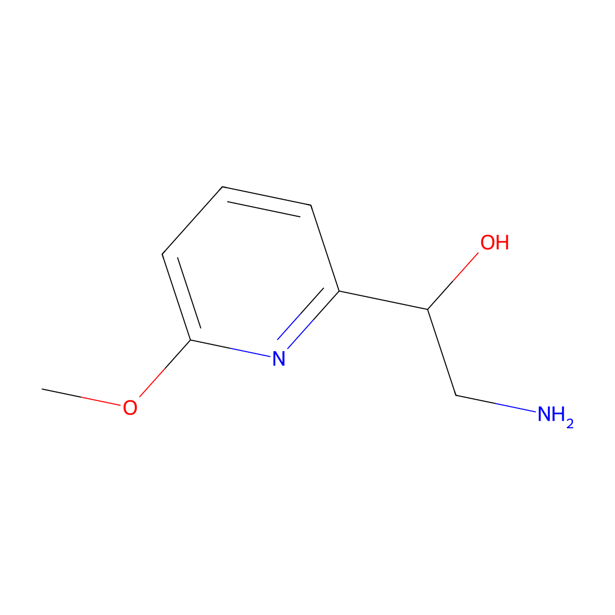 2-Amino-1-(6-methoxy-2-pyridinyl)ethanol molecular structure, CAS 1521463-45-5