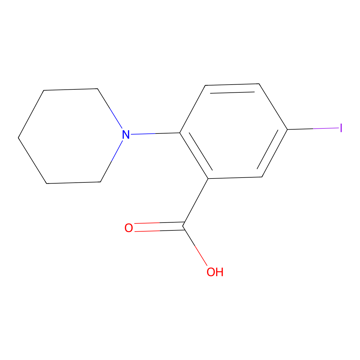 5-Iodo-2-(piperidin-1-yl)benzoic acid molecular structure, CAS 1521464-02-7