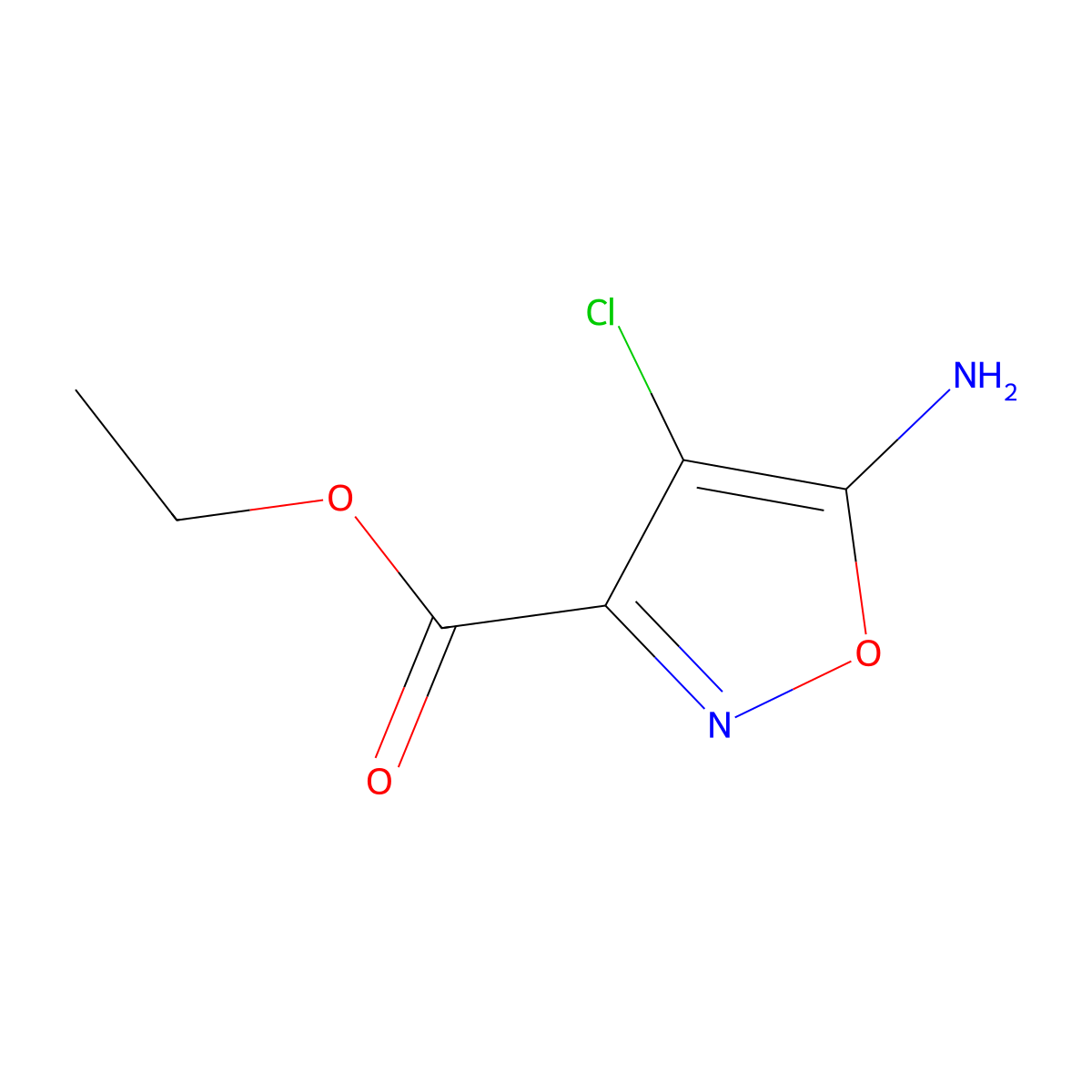 Ethyl 5-amino-4-chloroisoxazole-3-carboxylate molecular structure, CAS 1521467-36-6