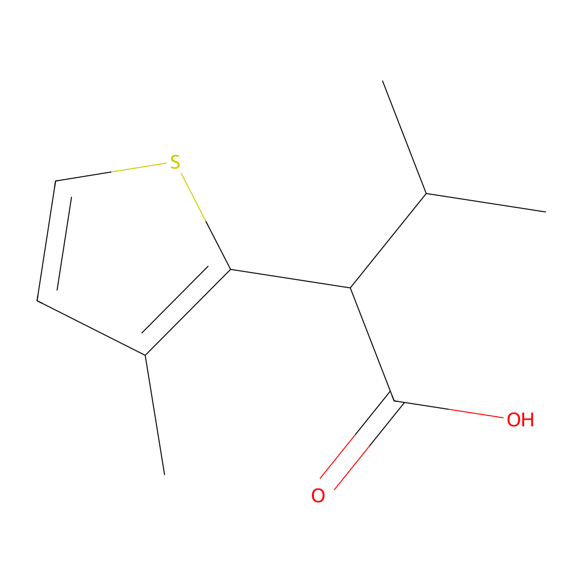 3-Methyl-2-(3-methylthiophen-2-yl)butanoic acid molecular structure, CAS 1521470-84-7