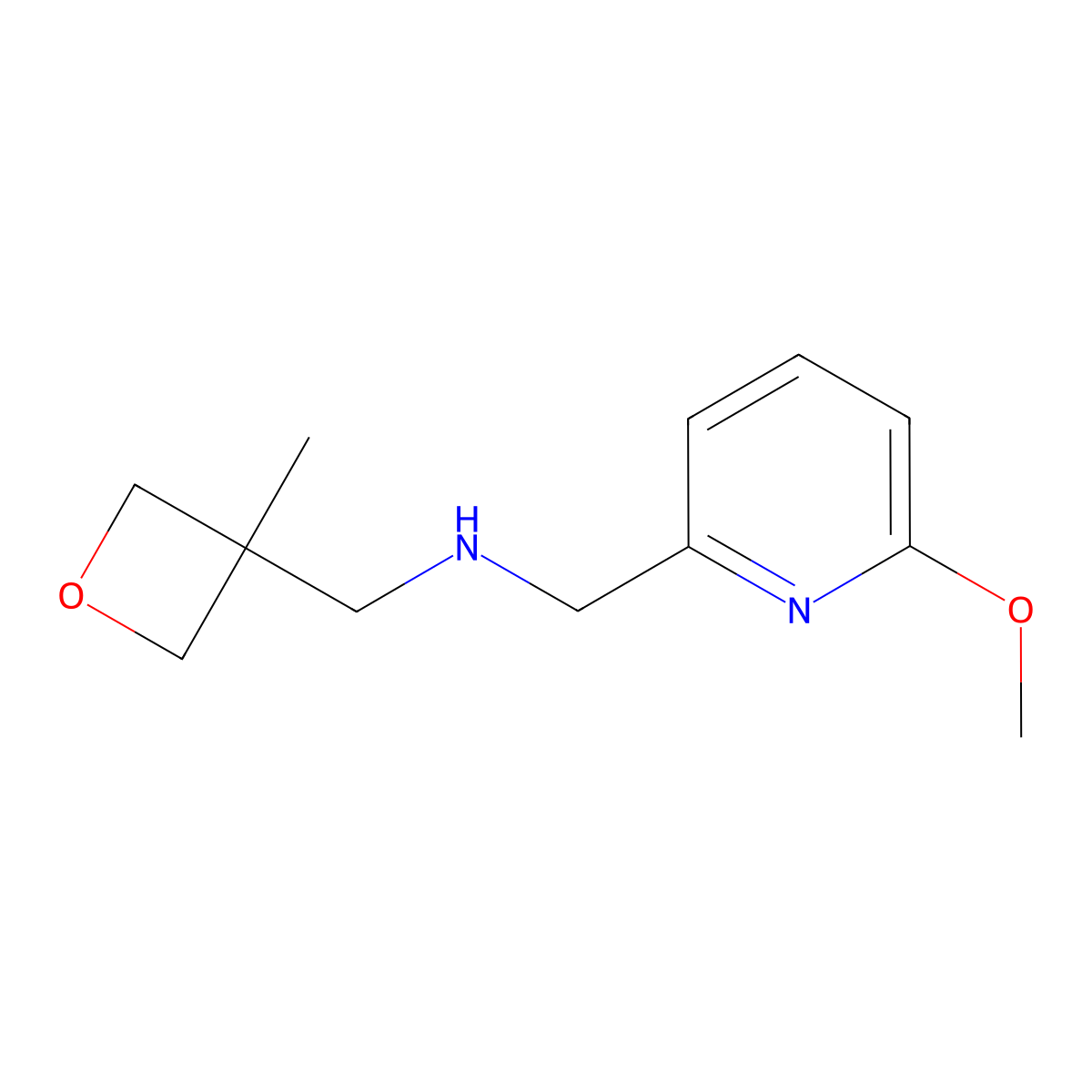 ((6-Methoxypyridin-2-yl)methyl)((3-methyloxetan-3-yl)methyl)amine molecular structure, CAS 1521472-74-1