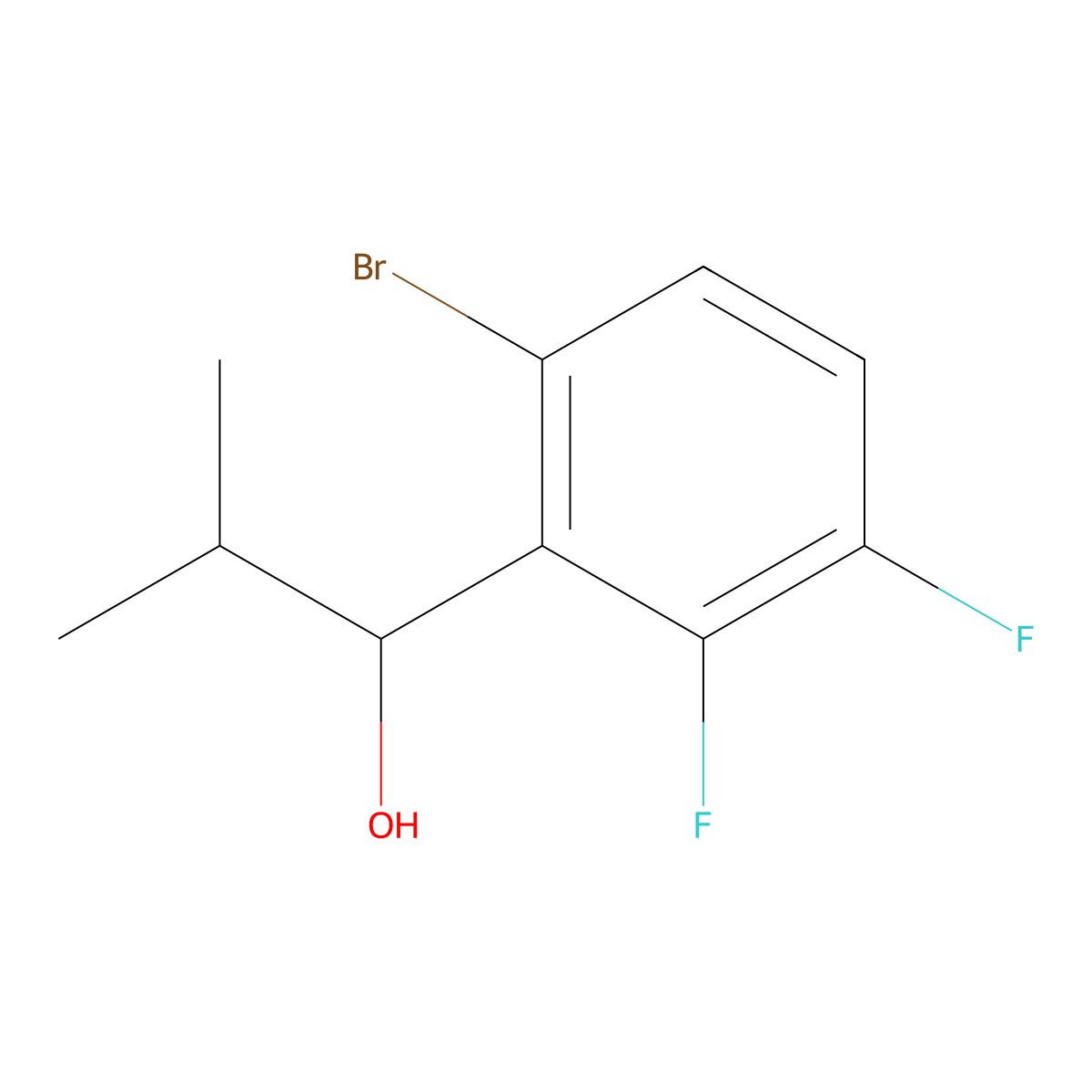 1-(6-Bromo-2,3-difluorophenyl)-2-methylpropan-1-ol molecular structure, CAS 1521479-56-0