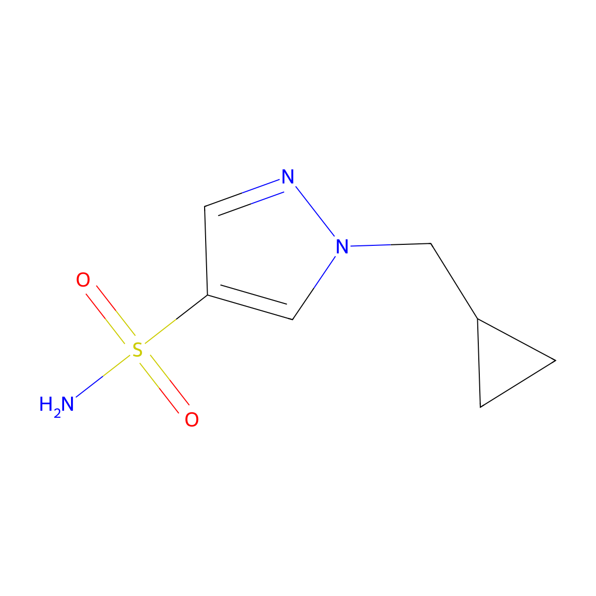 1-(cyclopropylmethyl)-1H-pyrazole-4-sulfonamide molecular structure, CAS 1521489-83-7