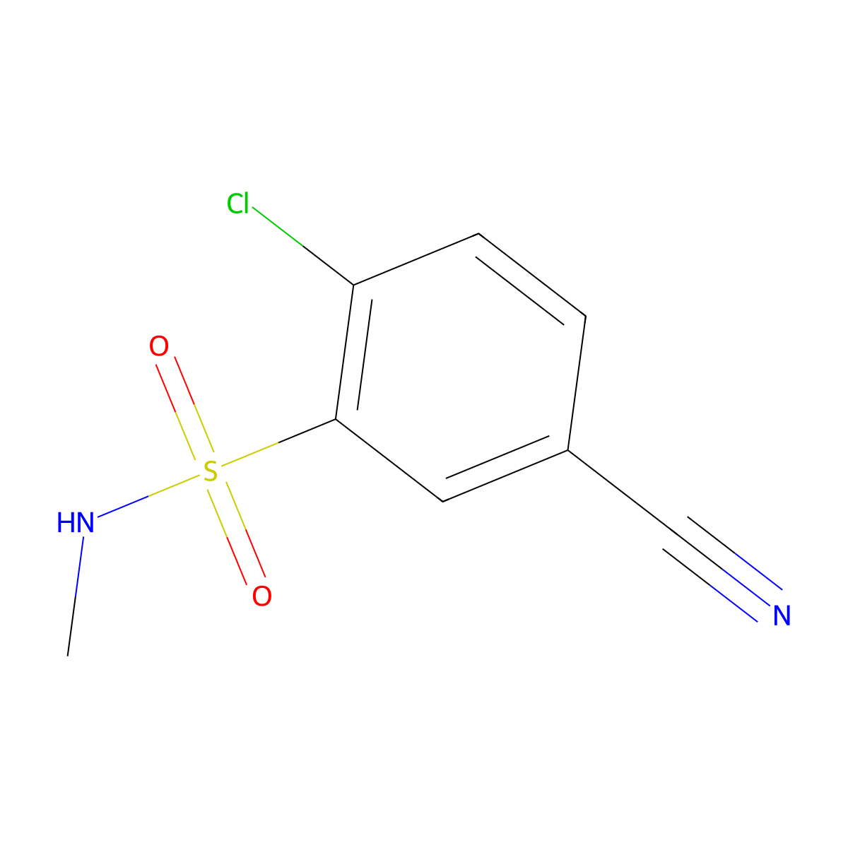 2-Chloro-5-cyano-N-methylbenzene-1-sulfonamide molecular structure, CAS 1521490-19-6