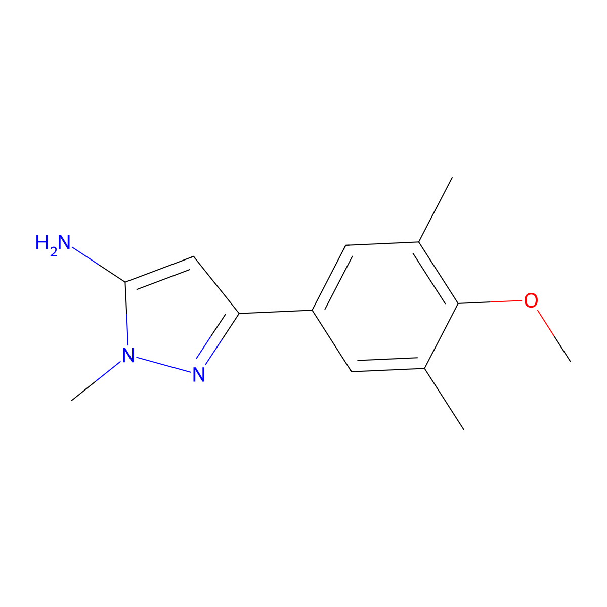 3-(4-Methoxy-3,5-dimethylphenyl)-1-methyl-1h-pyrazol-5-amine molecular structure, CAS 1521508-13-3
