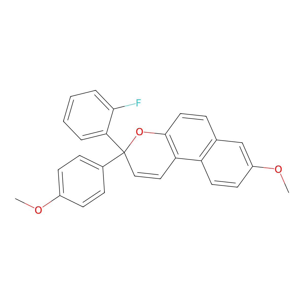 3-(2-fluorophenyl)-8-methoxy-3-(4-methoxyphenyl)-3H-benzo[f]chromene molecular structure, CAS 152151-55-8