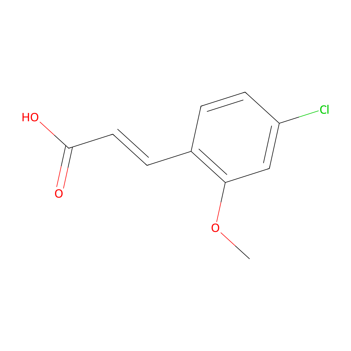 (2E)-3-(4-chloro-2-methoxyphenyl)prop-2-enoic acid molecular structure, CAS 152152-21-1