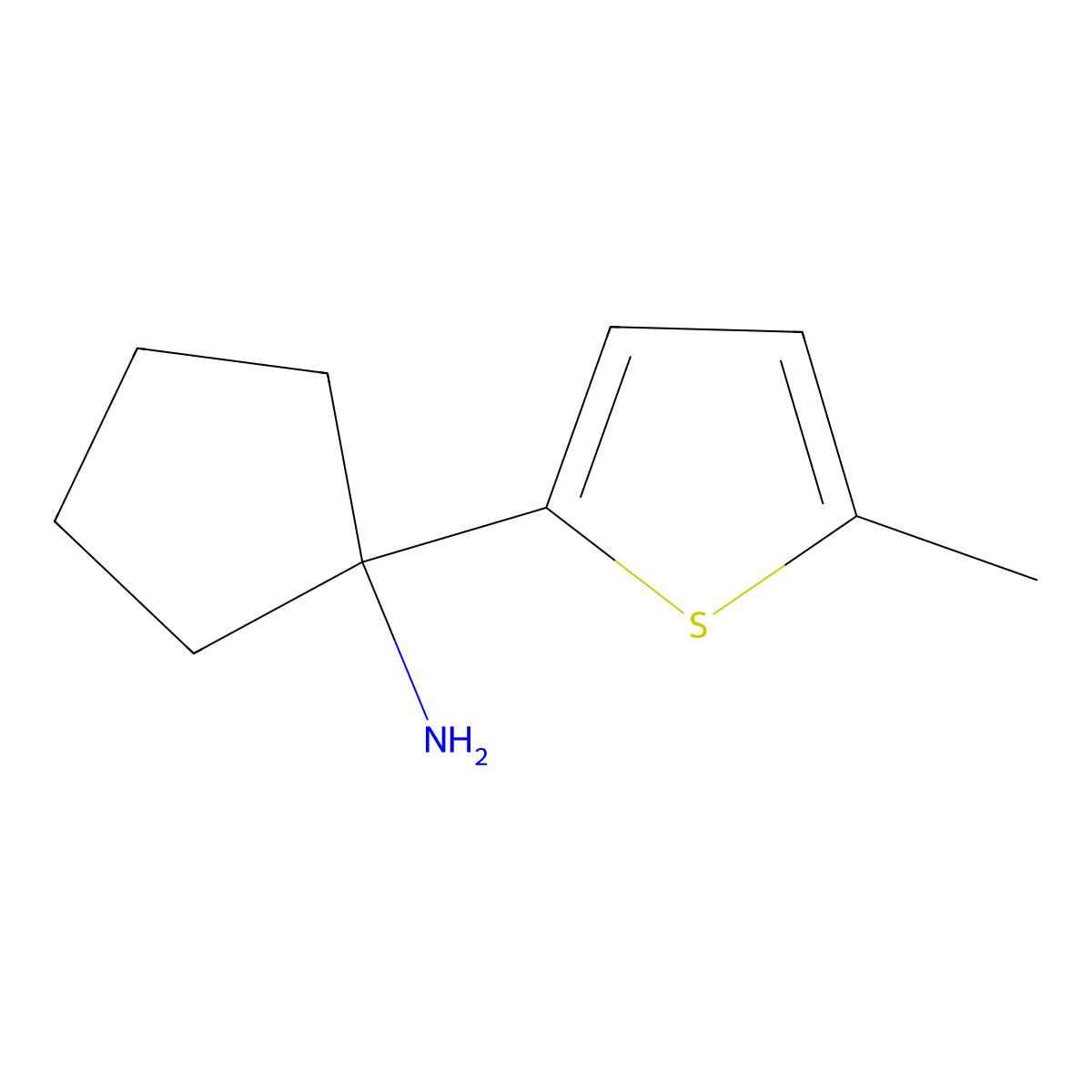 1-(5-Methylthiophen-2-yl)cyclopentan-1-amine molecular structure, CAS 1521542-62-0