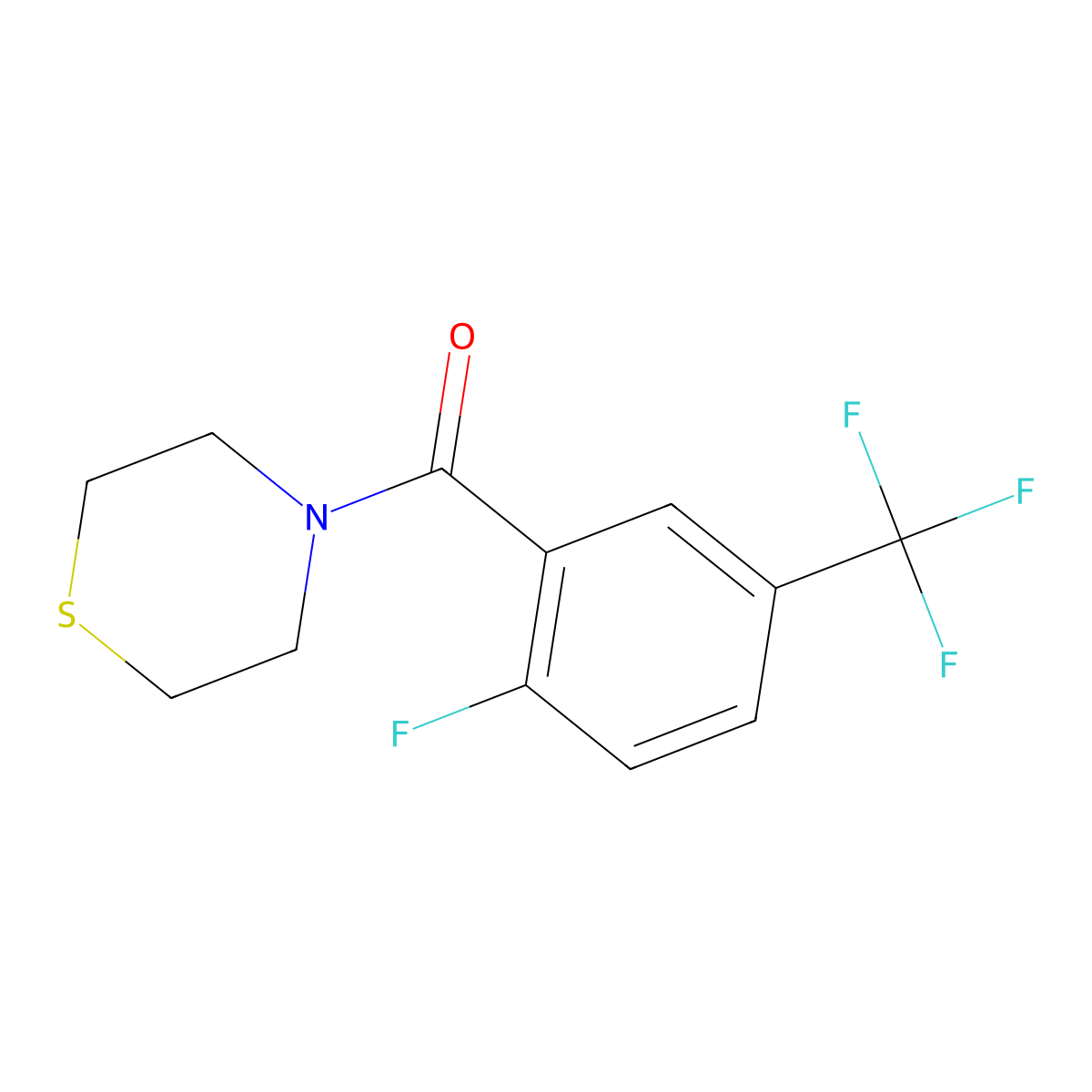 (2-Fluoro-5-(trifluoromethyl)phenyl)(thiomorpholino)methanone molecular structure, CAS 1521546-63-3