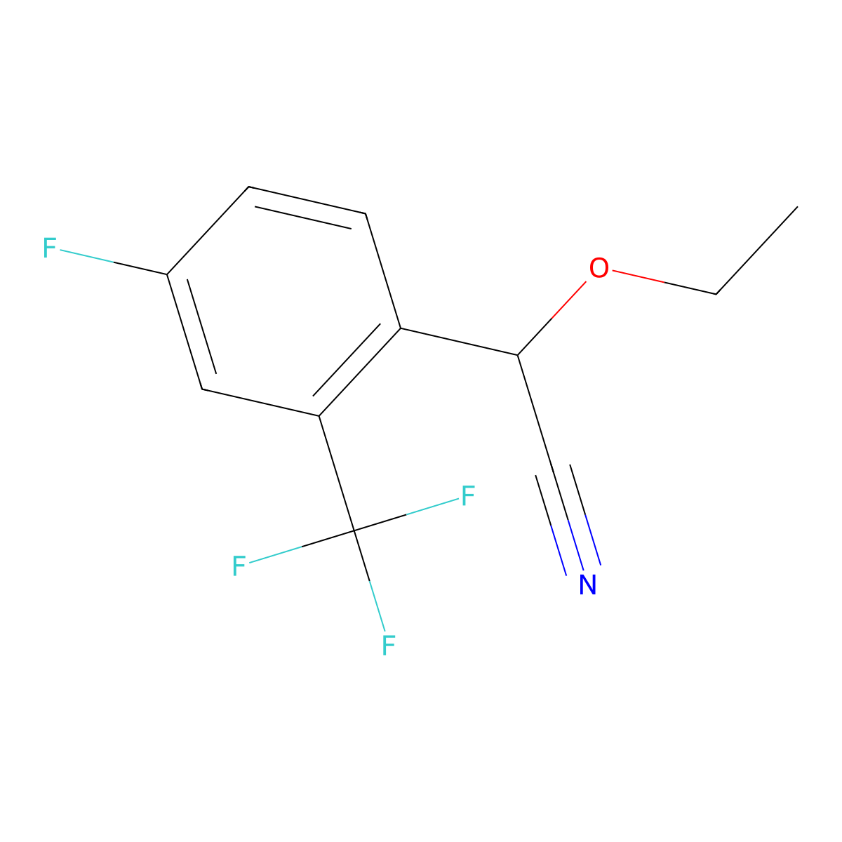 2-Ethoxy-2-[4-fluoro-2-(trifluoromethyl)phenyl]acetonitrile molecular structure, CAS 1521547-67-0