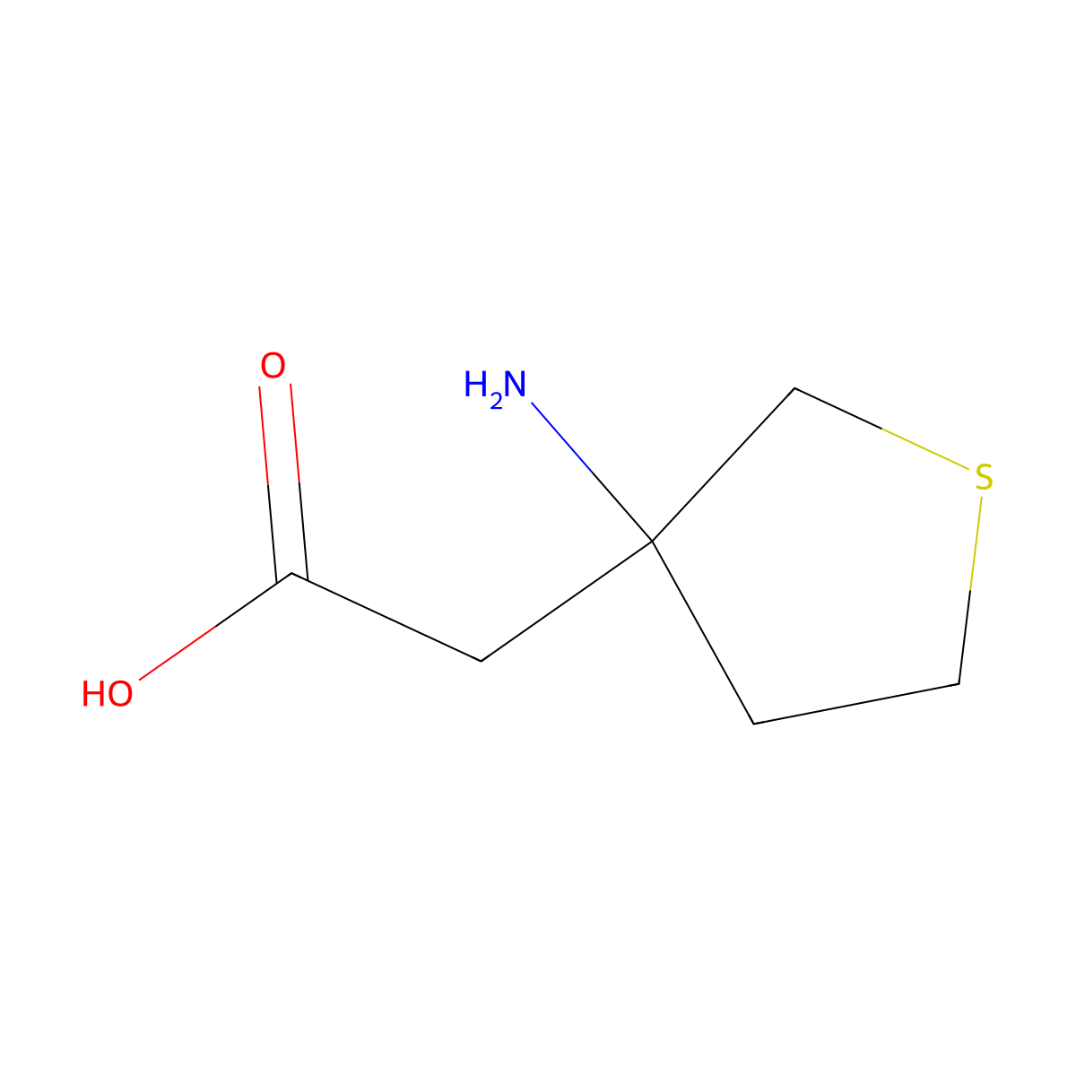 2-(3-Aminothiolan-3-yl)acetic acid molecular structure, CAS 1521551-18-7
