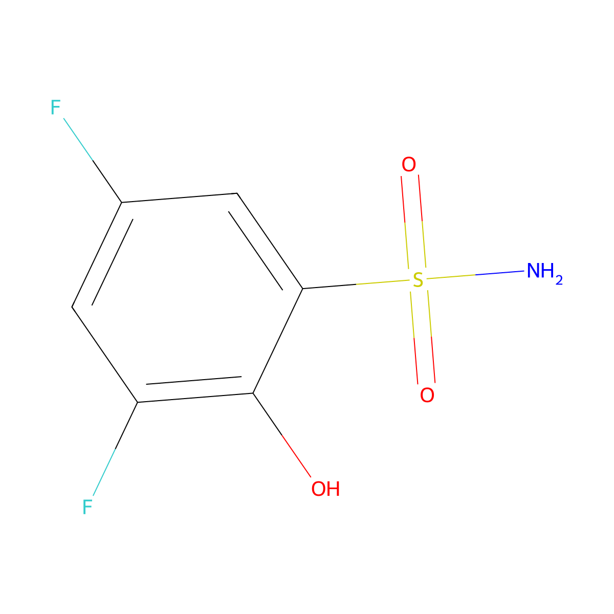 3,5-Difluoro-2-hydroxybenzene-1-sulfonamide molecular structure, CAS 1521552-75-9