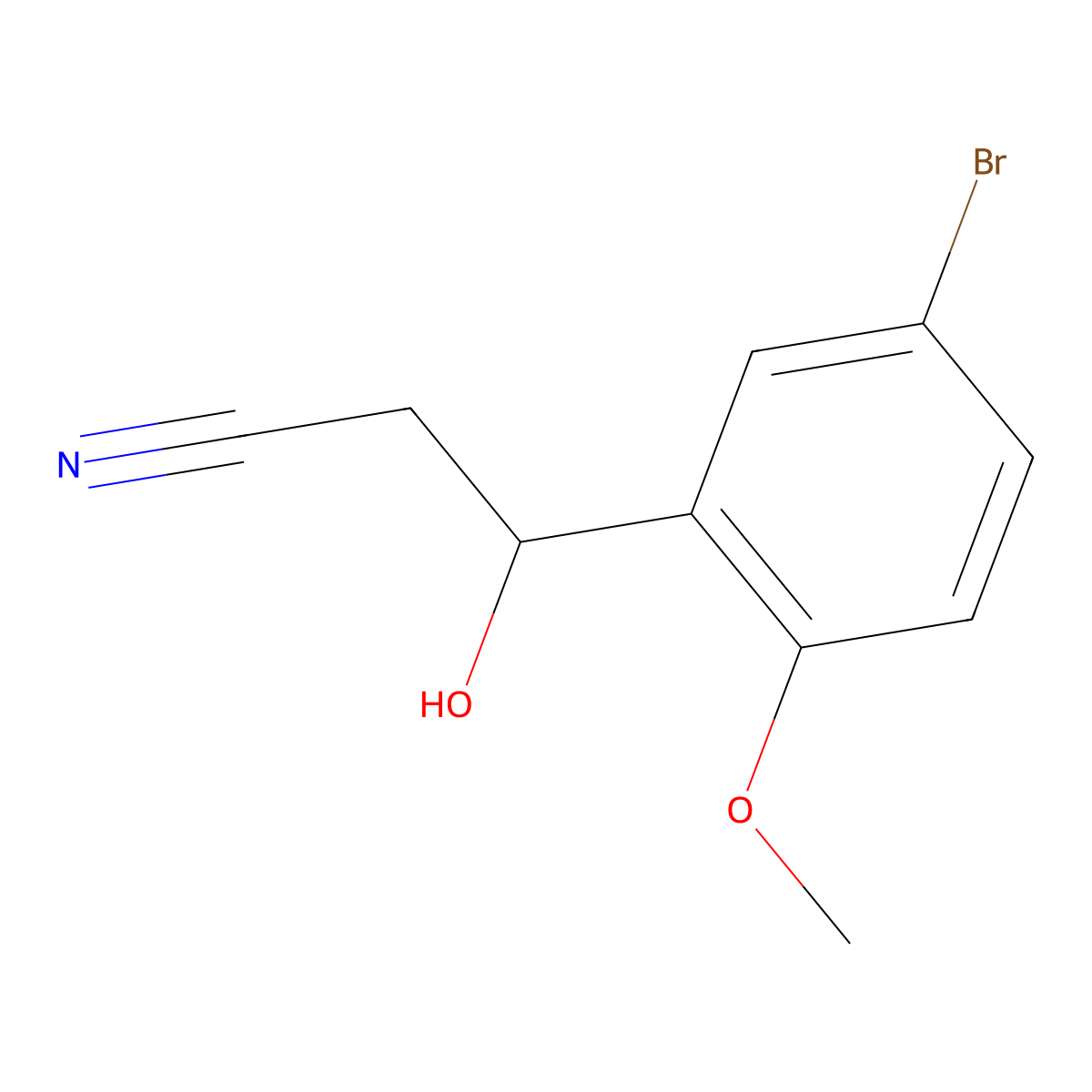 3-(5-Bromo-2-methoxyphenyl)-3-hydroxypropanenitrile molecular structure, CAS 1521554-58-4
