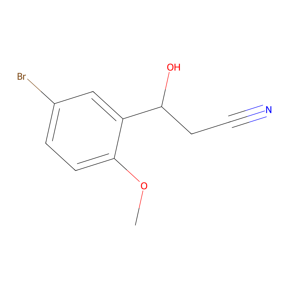 3-(5-Bromo-2-methoxyphenyl)-3-hydroxypropanenitrile molecular structure, CAS 1521554-58-4