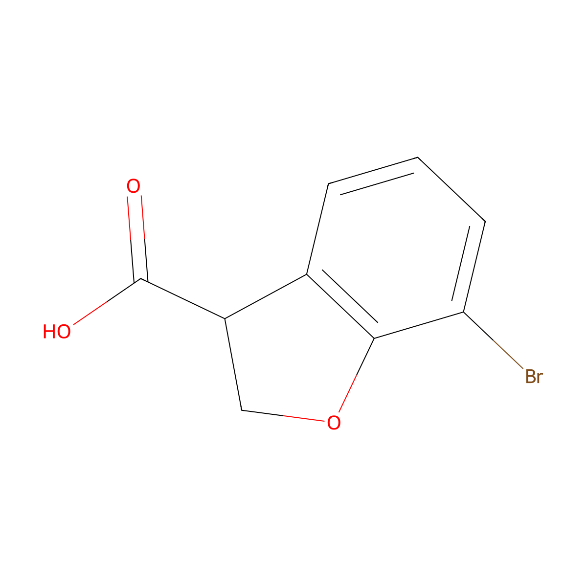 7-Bromo-2,3-dihydro-1-benzofuran-3-carboxylic acid molecular structure, CAS 1521554-63-1