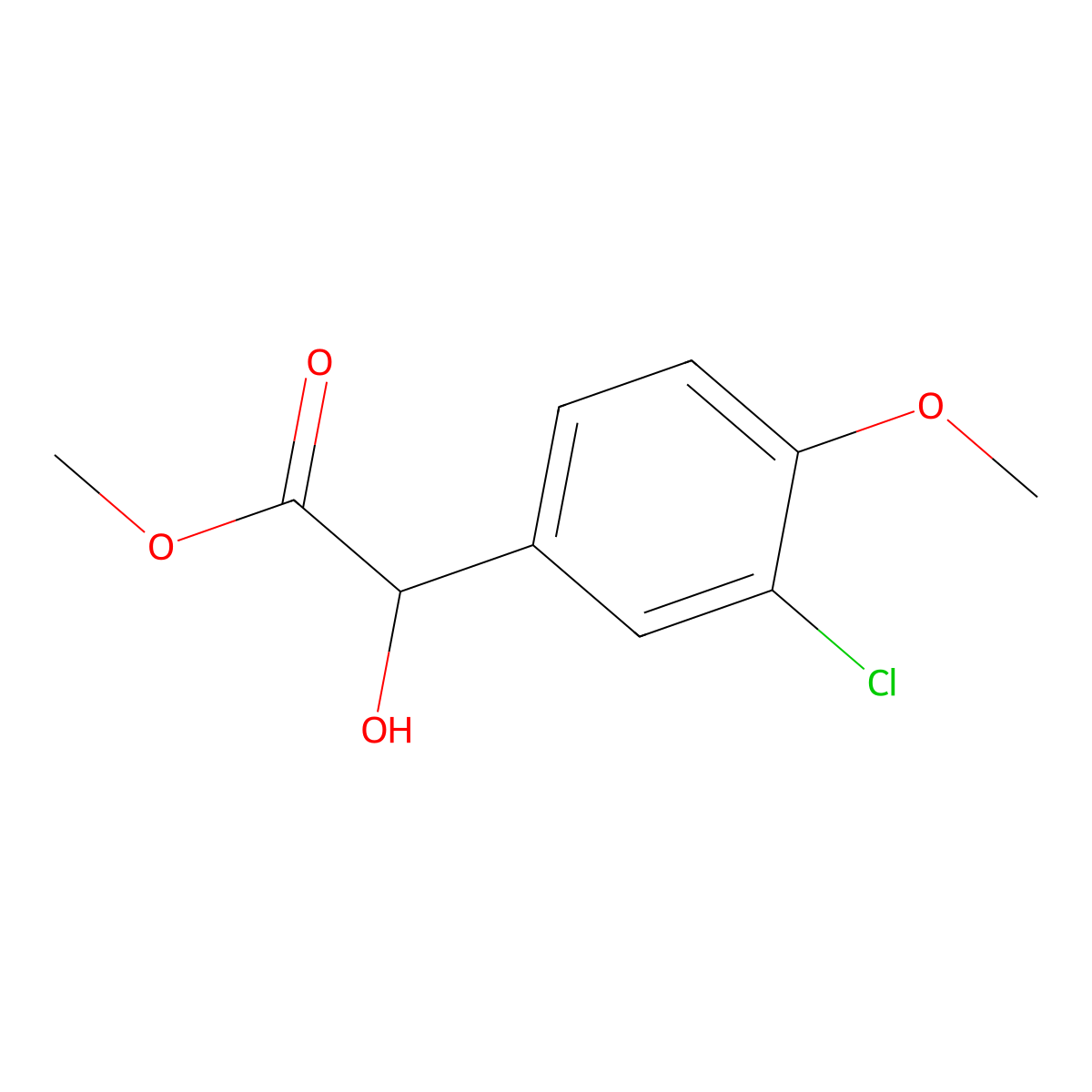Methyl 2-(3-chloro-4-methoxyphenyl)-2-hydroxyacetate molecular structure, CAS 1521561-06-7