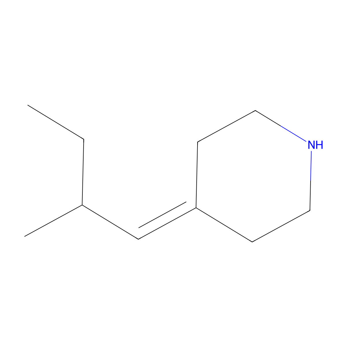 4-(2-Methylbutylidene)piperidine molecular structure, CAS 1521585-04-5