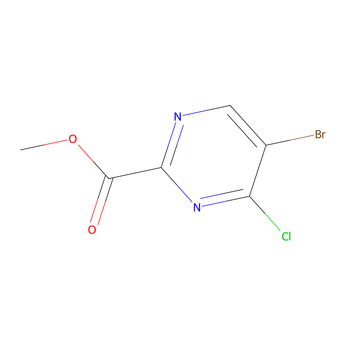 Methyl 5-bromo-4-chloropyrimidine-2-carboxylate molecular structure, CAS 1521587-61-0