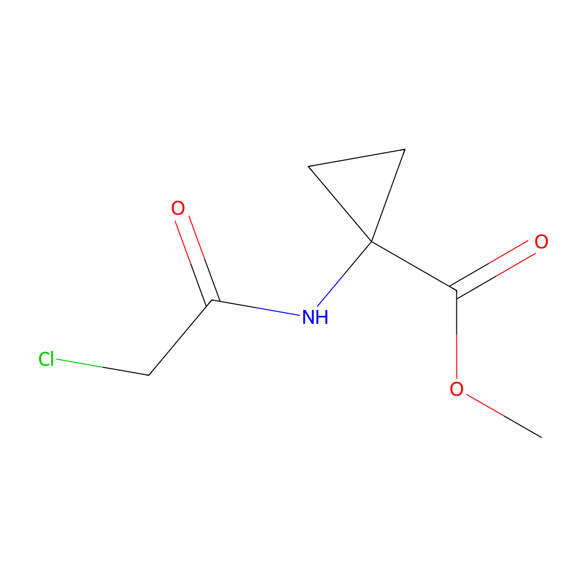 Cyclopropanecarboxylic acid, 1-((2-chloroacetyl)amino)-, methyl ester molecular structure, CAS 1521601-27-3