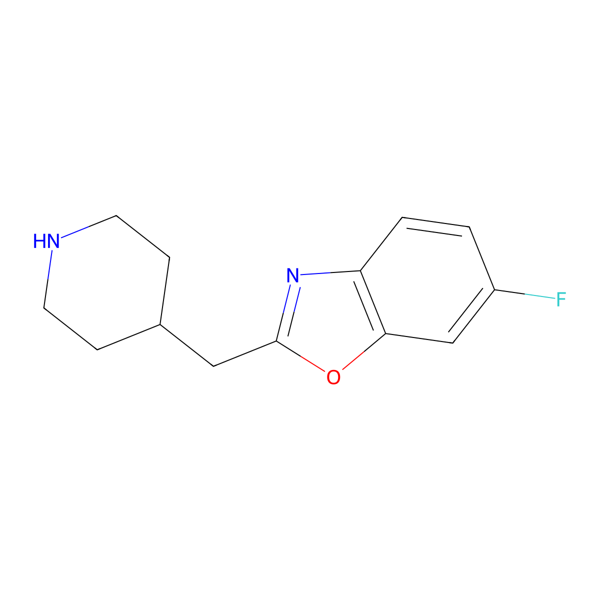 6-Fluoro-2-[(piperidin-4-yl)methyl]-1,3-benzoxazole molecular structure, CAS 1521612-18-9
