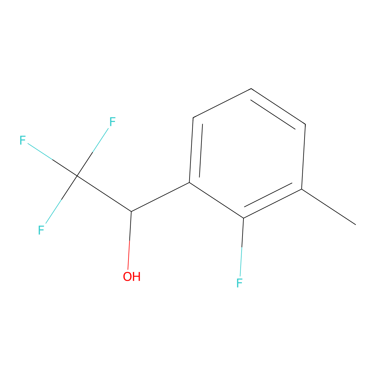 2,2,2-Trifluoro-1-(2-fluoro-3-methylphenyl)ethan-1-ol molecular structure, CAS 1521630-30-7