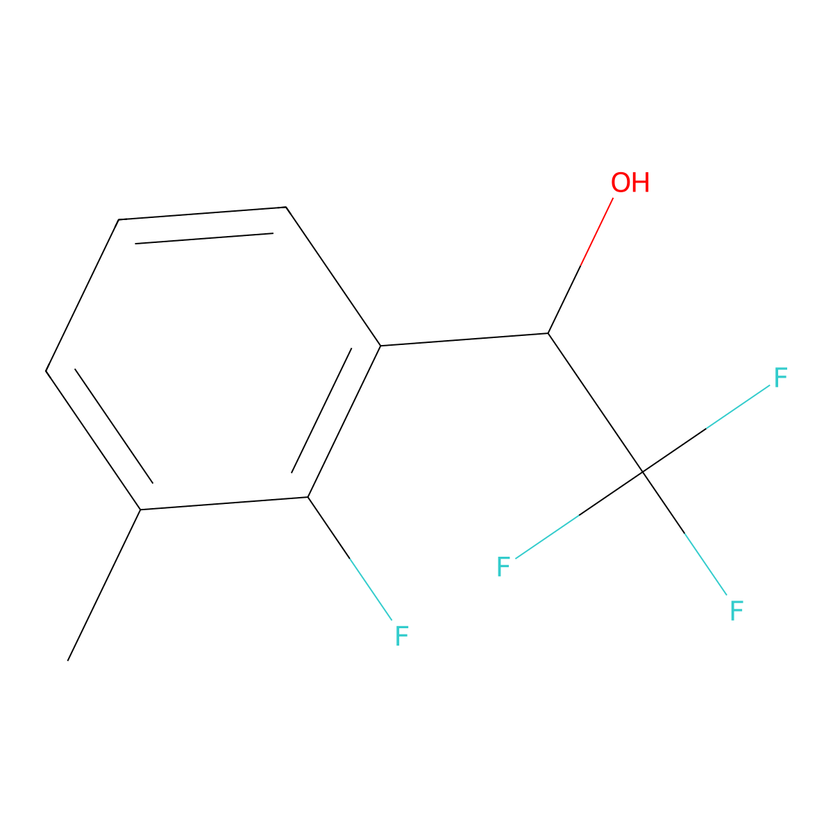 2,2,2-Trifluoro-1-(2-fluoro-3-methylphenyl)ethan-1-ol molecular structure, CAS 1521630-30-7