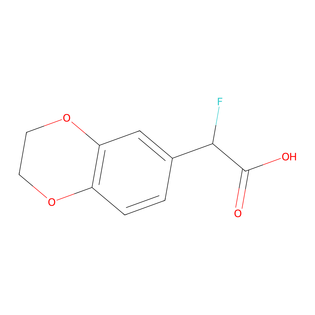 2-(2,3-Dihydro-1,4-benzodioxin-6-yl)-2-fluoroacetic acid molecular structure, CAS 1521641-63-3