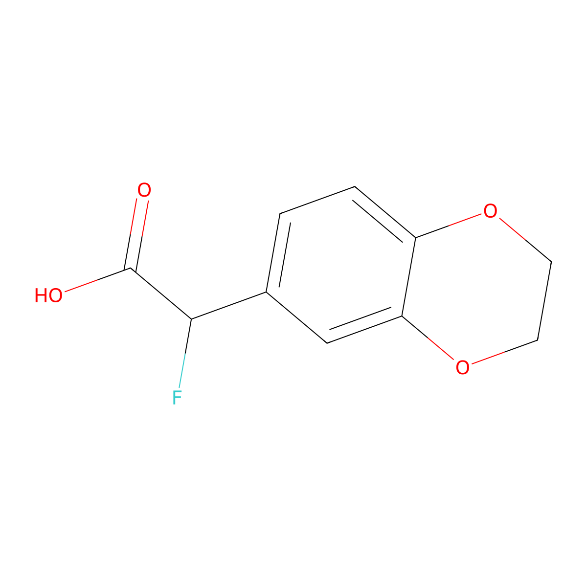 2-(2,3-Dihydro-1,4-benzodioxin-6-yl)-2-fluoroacetic acid molecular structure, CAS 1521641-63-3