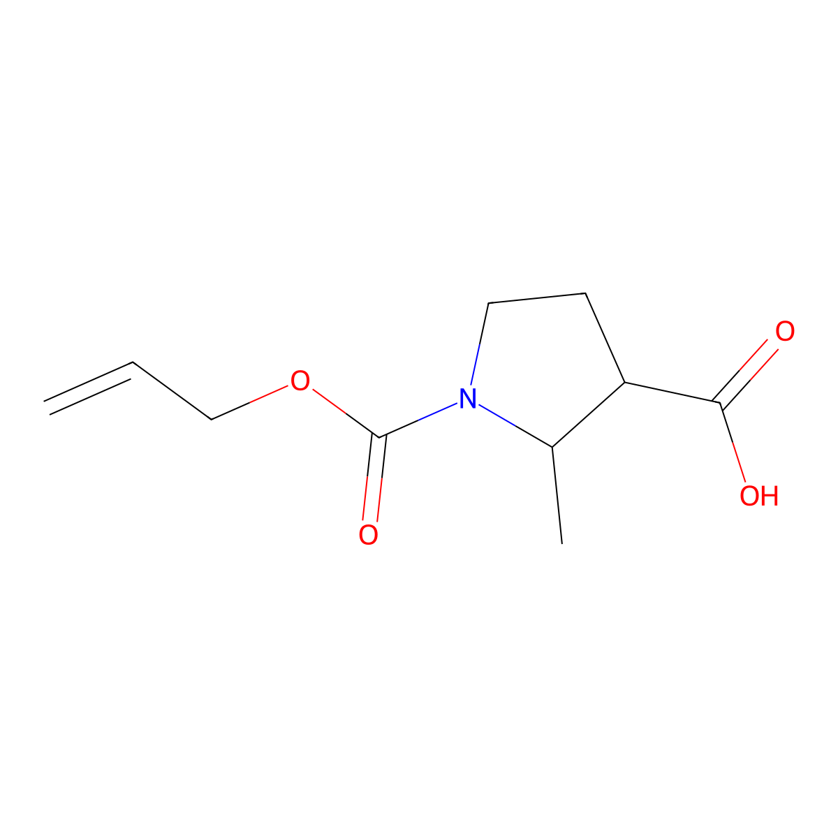 2-Methyl-1-[(prop-2-en-1-yloxy)carbonyl]pyrrolidine-3-carboxylic acid molecular structure, CAS 1521643-48-0