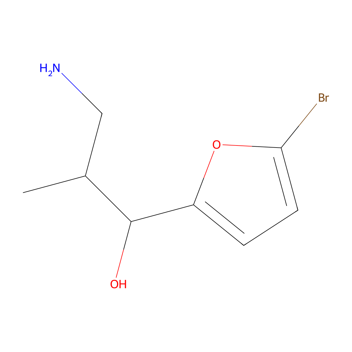 3-Amino-1-(5-bromofuran-2-yl)-2-methylpropan-1-ol molecular structure, CAS 1521647-08-4