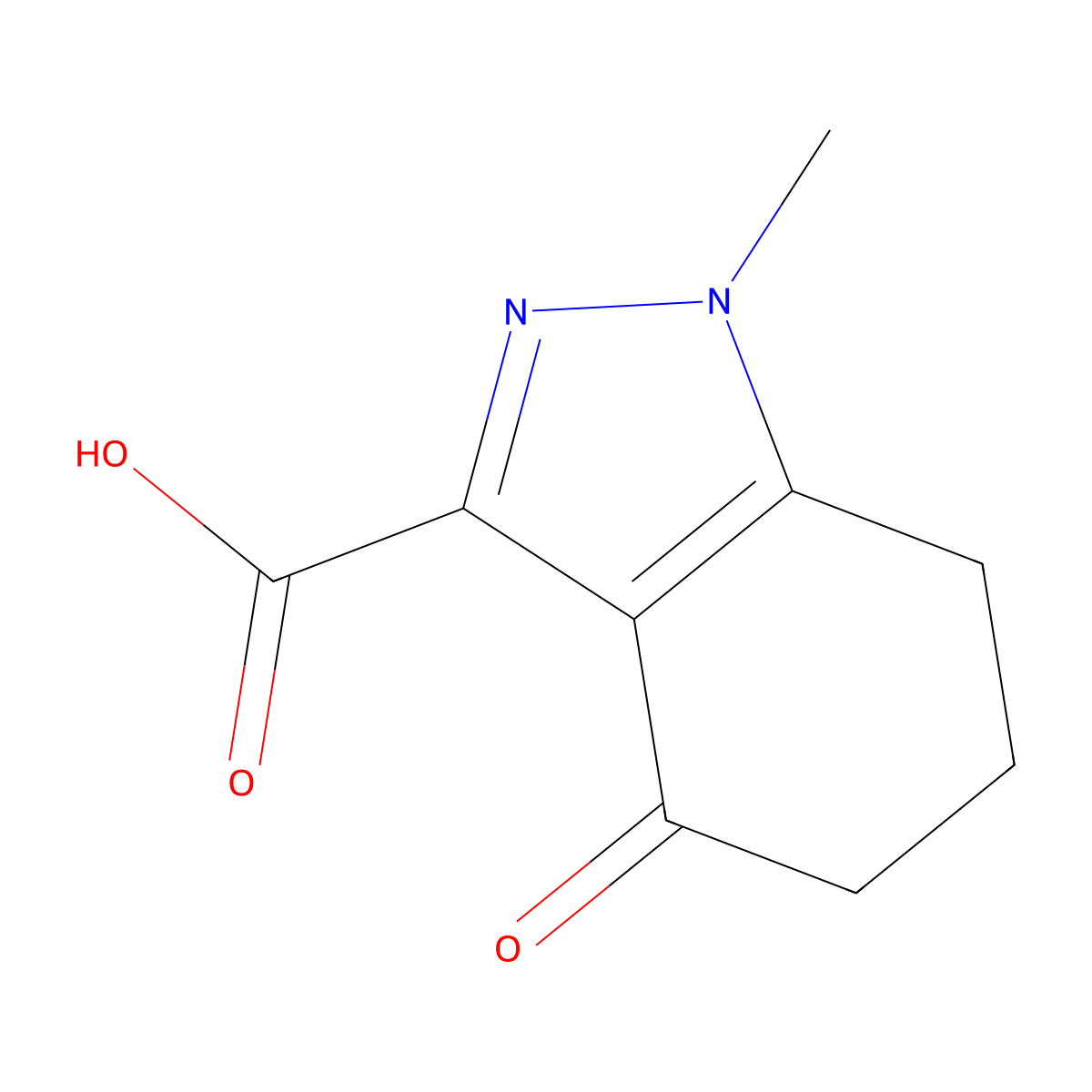 1-methyl-4-oxo-4,5,6,7-tetrahydro-1H-indazole-3-carboxylic acid molecular structure, CAS 1521647-17-5