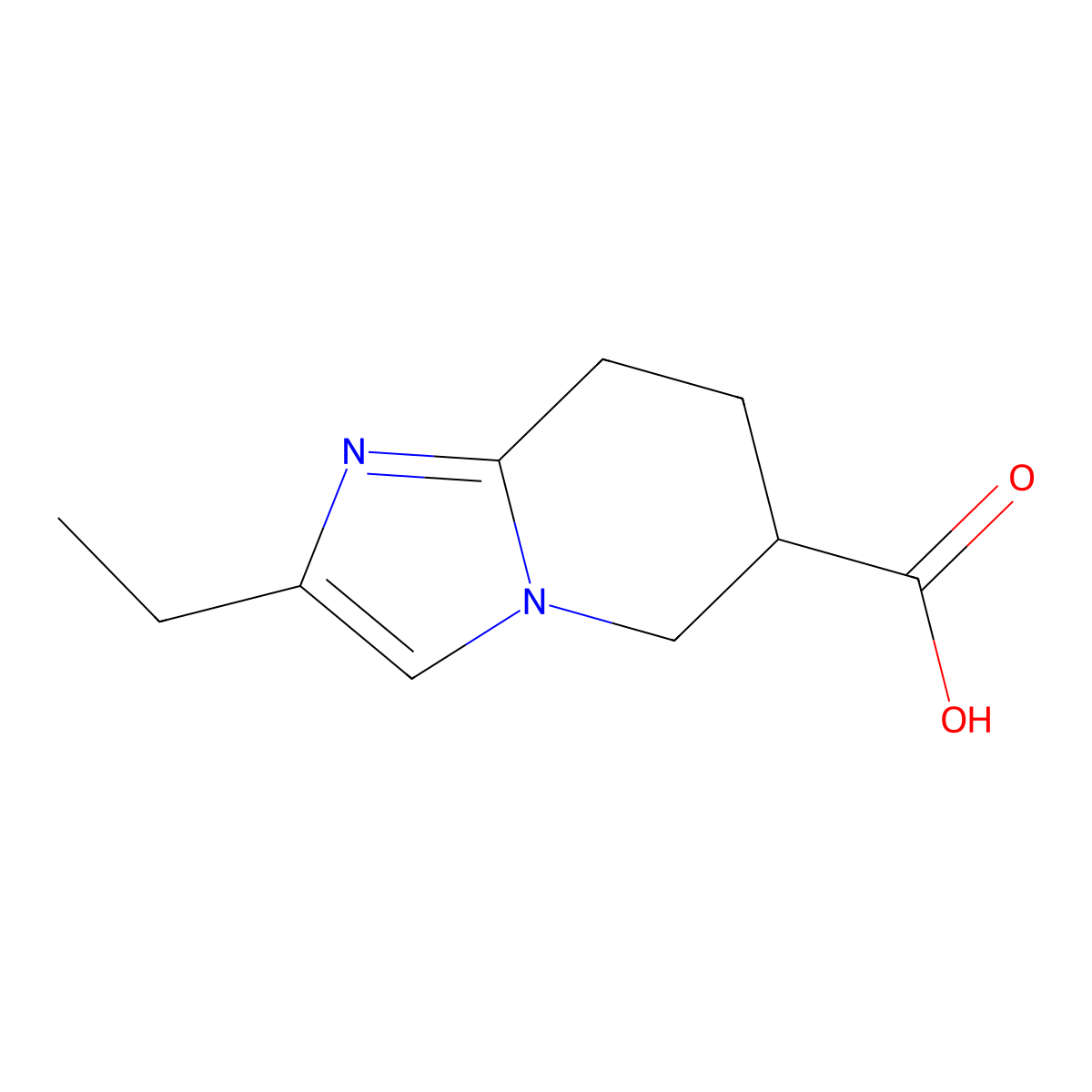 2-ethyl-5H,6H,7H,8H-imidazo[1,2-a]pyridine-6-carboxylic acid molecular structure, CAS 1521647-29-9