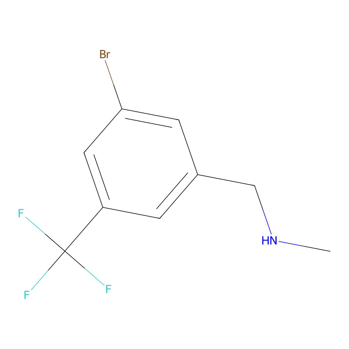 {[3-Bromo-5-(trifluoromethyl)phenyl]methyl}(methyl)amine molecular structure, CAS 1521652-64-1