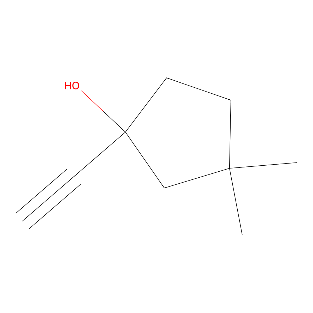 1-Ethynyl-3,3-dimethylcyclopentan-1-ol molecular structure, CAS 1521655-47-9